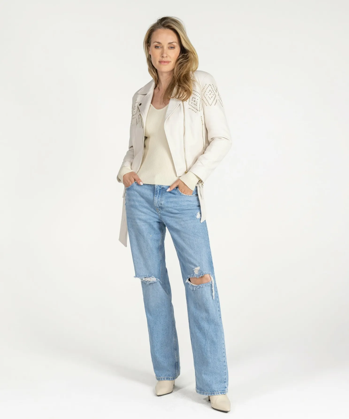 IBANA Blinn Creamy White- Leren Jassen