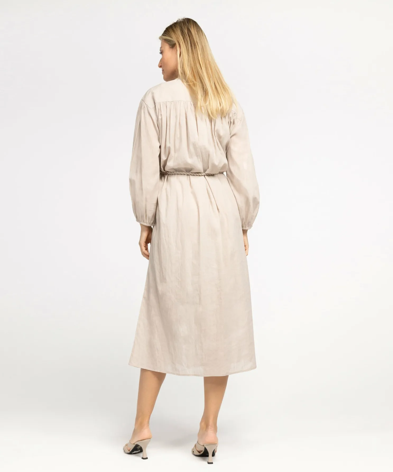 IBANA Donte Almond White- Midi Jurken