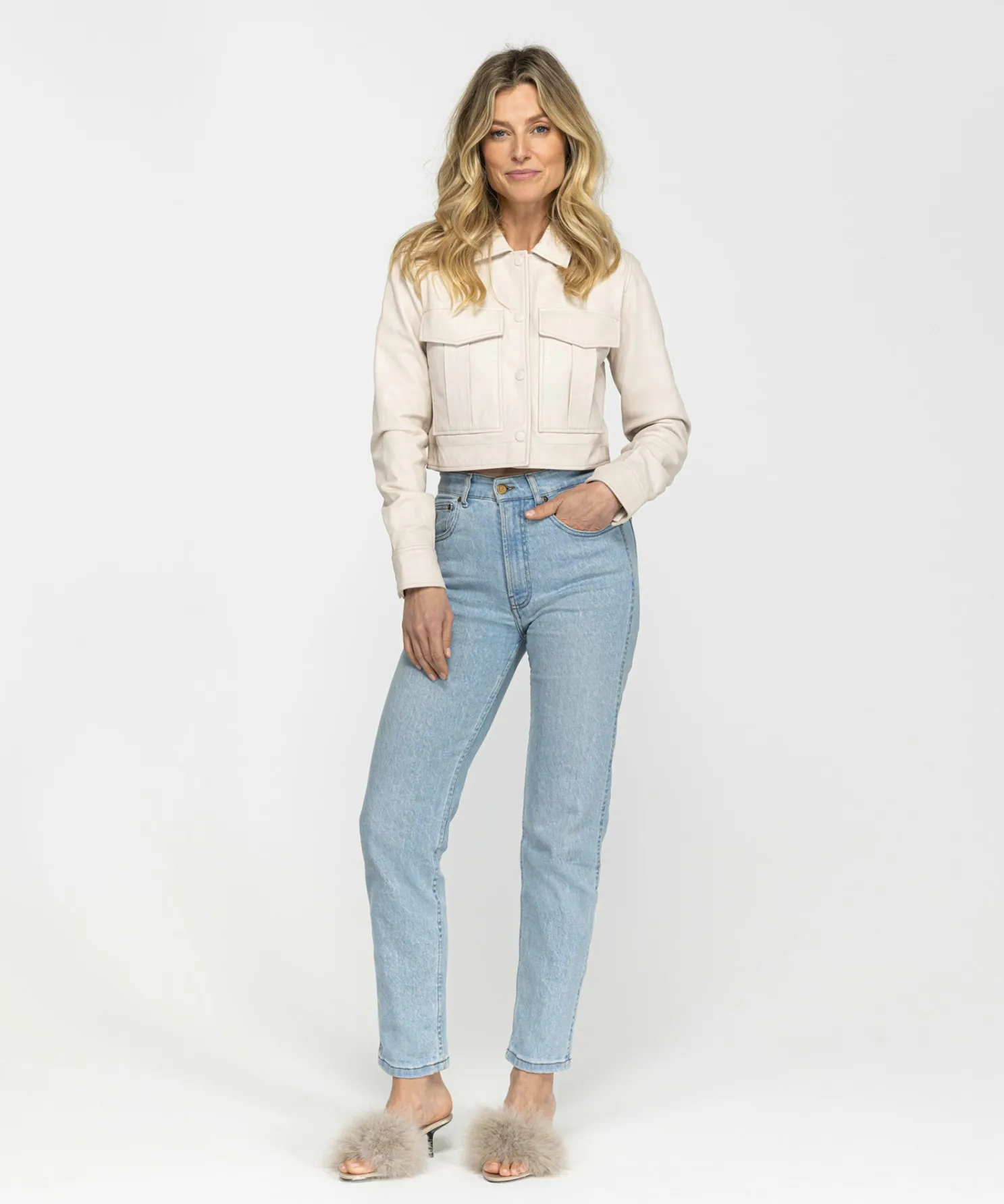 IBANA Jella Antique White- Leren Jassen