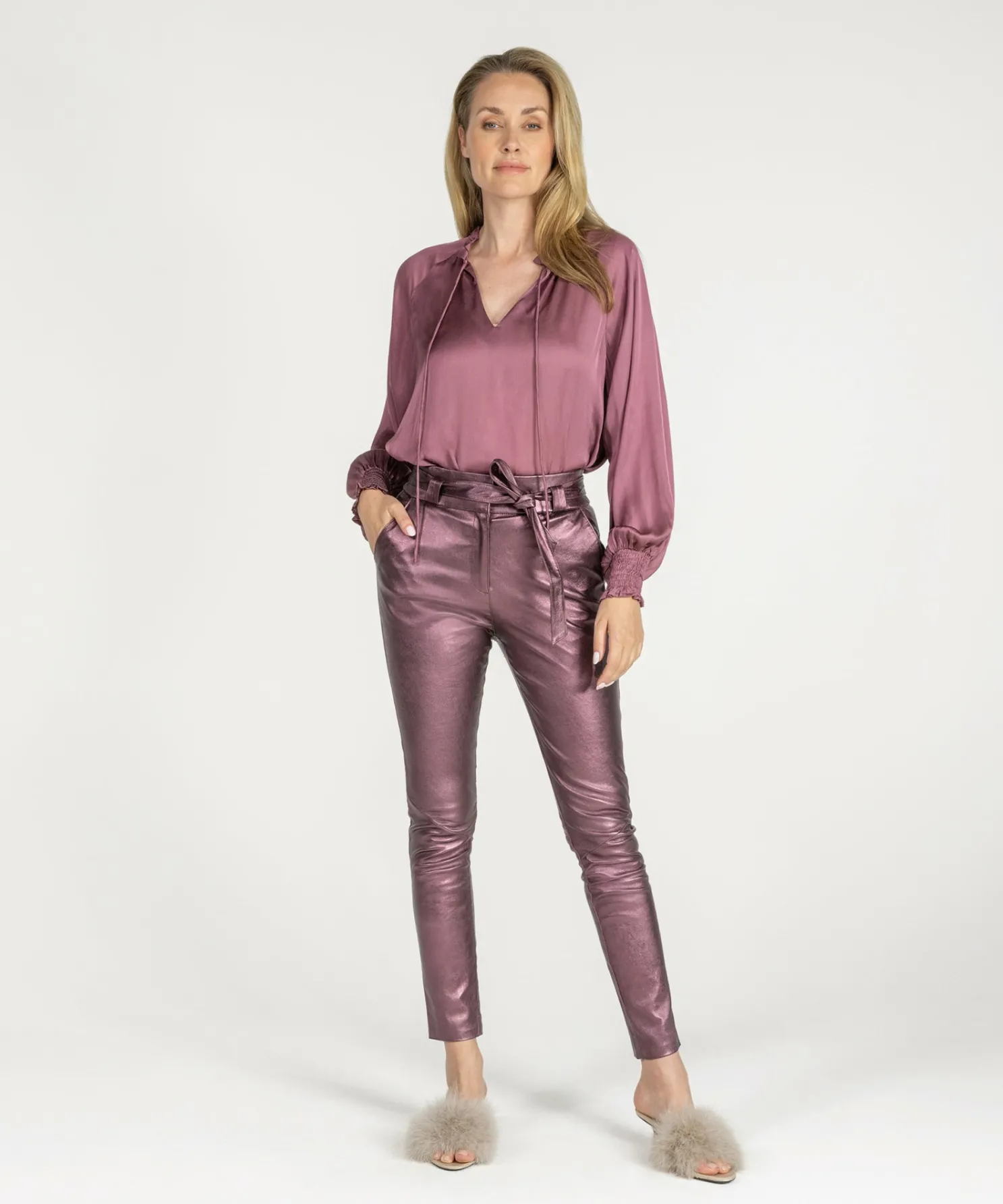 IBANA Paulina Metallic Dusty Rose- High Waist